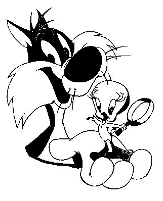Black and white Tweety and Sylvester
