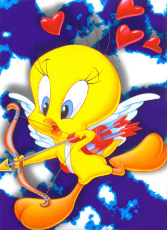 Cupid Tweety with cloud background