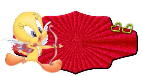 Cupid Tweety with large red carpet