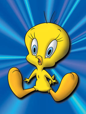 Shocked Tweety - blue background