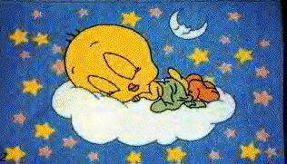 Sleeping Tweety on a cloud with stars