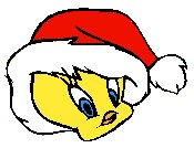 Small Tweety face with christmas-X-mas hat on