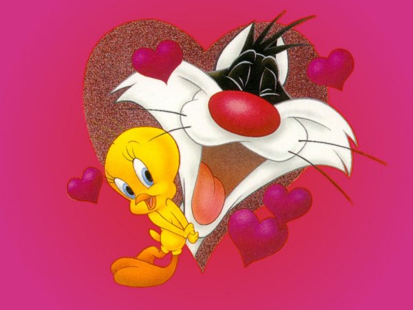 Tweety and Sylvester in love