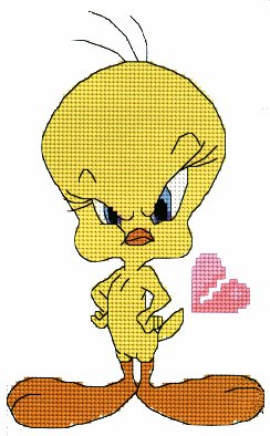 Tweety embroidery angry with heart