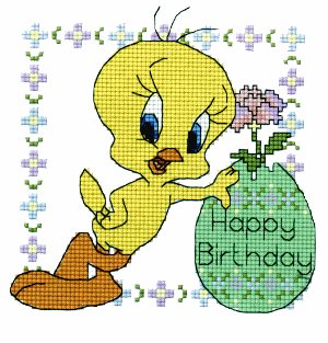 Tweety embroidery happy birthday