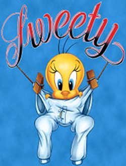 Tweety in a very large white trouser