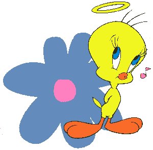 Tweety innocent with purple flower