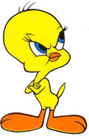 Tweety looking up mad