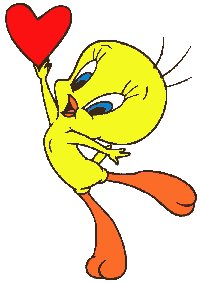 Tweety reaching for a red heart