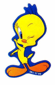 Tweety winks with blue border
