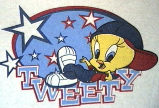 Tweety with baseball cap and stars and denim