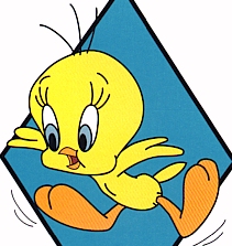 Tweety with blue diamond card symbol