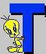 Tweety with letter T