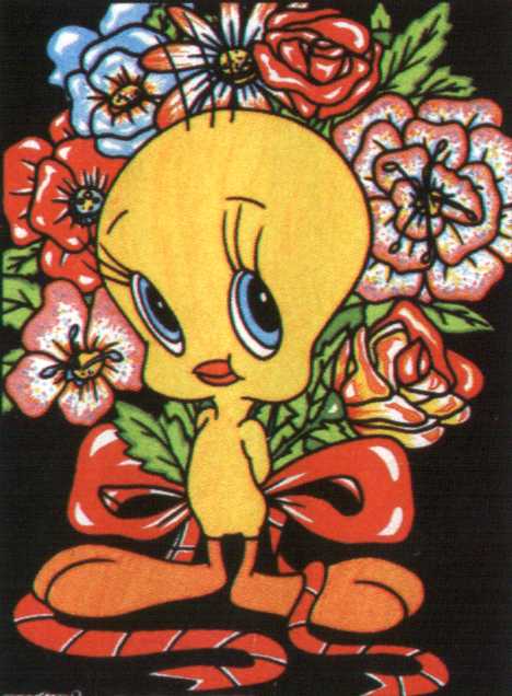 Tweety with lots of flowers