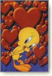 Tweety with lots of red hearts