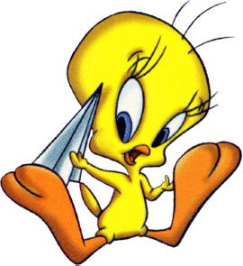 Tweety with paper plane