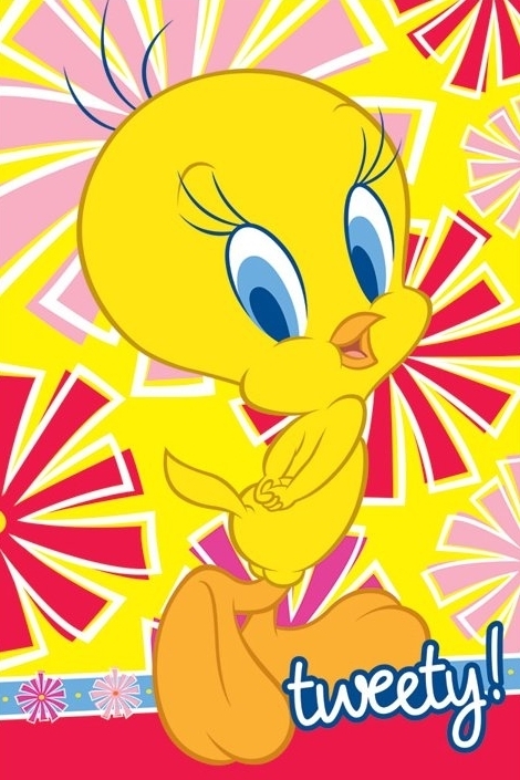 Tweety with red yellow pink background