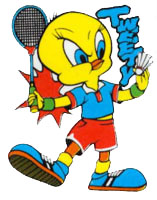 Tweety with tennisracket