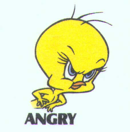 Tweety with text 'angry'