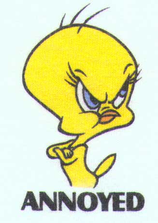 Tweety with text 'annoyed'