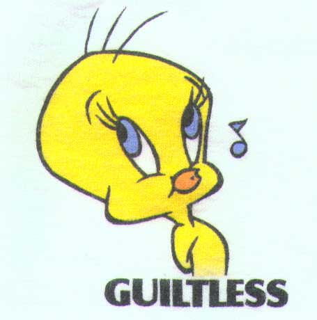 Tweety with text 'guiltless'