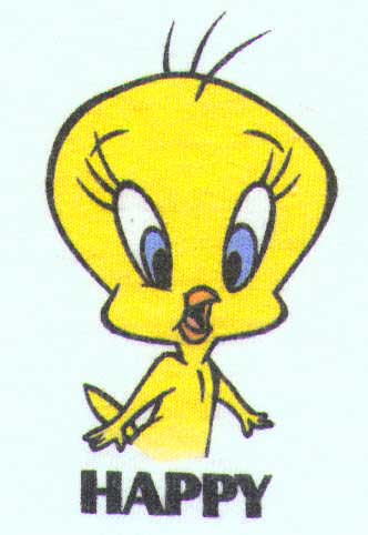 Tweety with text happy