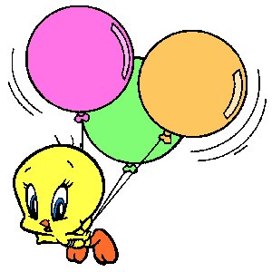 Tweety with three balloons